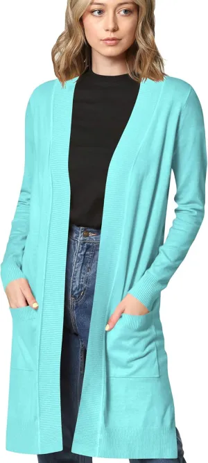 Made By Johnny Women's Open Front Casual Long Sleeve Knit Classic Sweaters Cardigan with Pockets