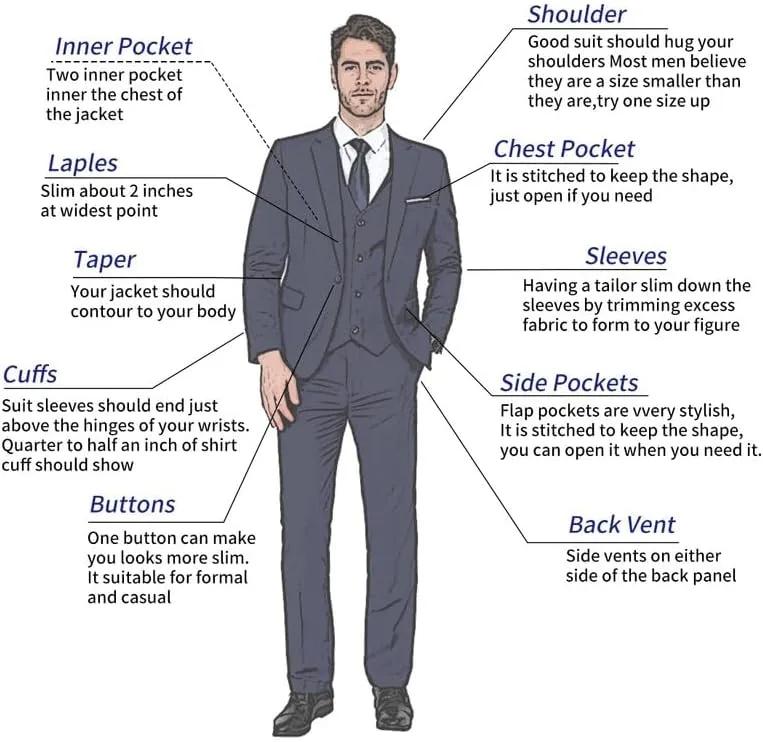 MAGE MALE Men's Suit Jacket One Button Elegant Solid Slim Fit Single Breasted Party Blazer Jacket