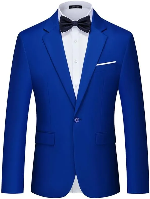 MAGE MALE Men's Suit Jacket One Button Elegant Solid Slim Fit Single Breasted Party Blazer Jacket
