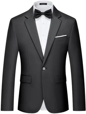 MAGE MALE Men's Suit Jacket One Button Elegant Solid Slim Fit Single Breasted Party Blazer Jacket