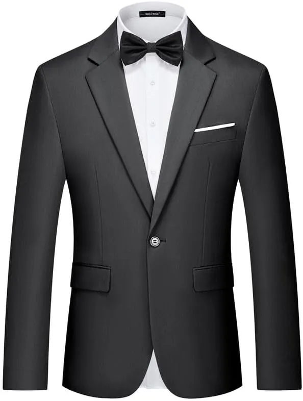 MAGE MALE Men's Suit Jacket One Button Elegant Solid Slim Fit Single Breasted Party Blazer Jacket
