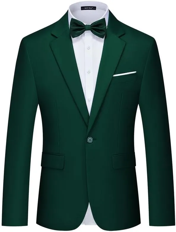 MAGE MALE Men's Suit Jacket One Button Elegant Solid Slim Fit Single Breasted Party Blazer Jacket