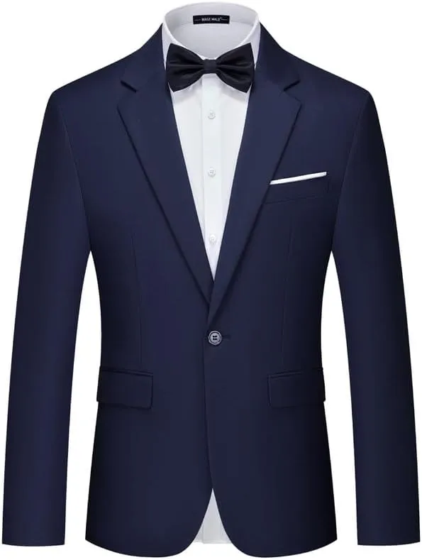 MAGE MALE Men's Suit Jacket One Button Elegant Solid Slim Fit Single Breasted Party Blazer Jacket