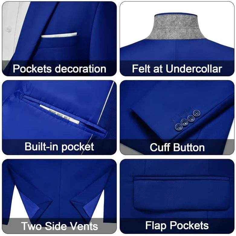 MAGE MALE Men's Suit Jacket One Button Elegant Solid Slim Fit Single Breasted Party Blazer Jacket