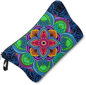 Mandala Flowers Cosmetic Bag Cute Stylish Small Makeup Organizer Zipper Pouch Floral Mandala Birthday Aesthetic Present for Women Friends Sisters