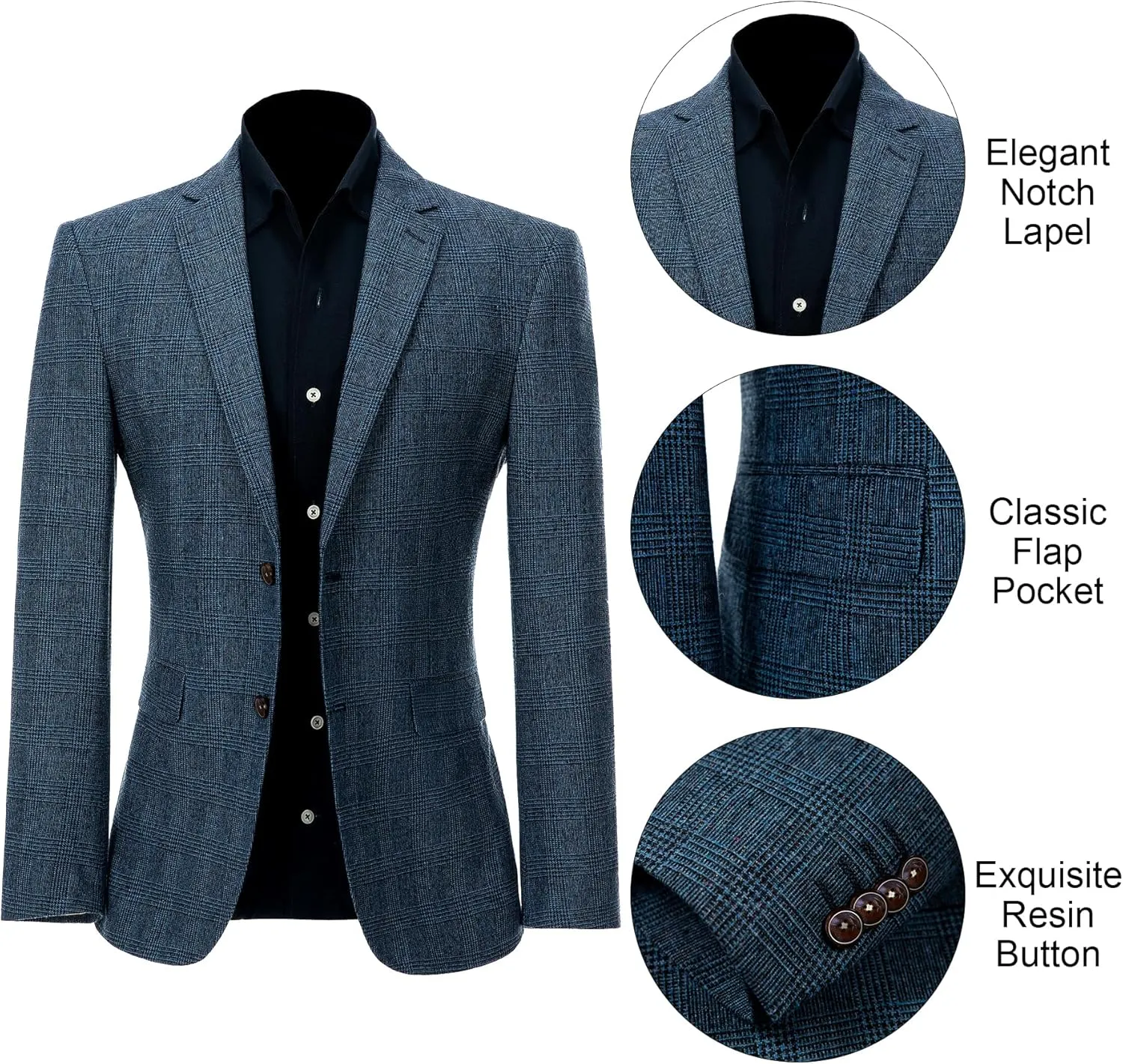 Mens Suits Classic Fit 2 Piece Men Suits Slim Fit Wool Blend Men's Jacket Sport Coats Blazers Pants Tuxedo for Men
