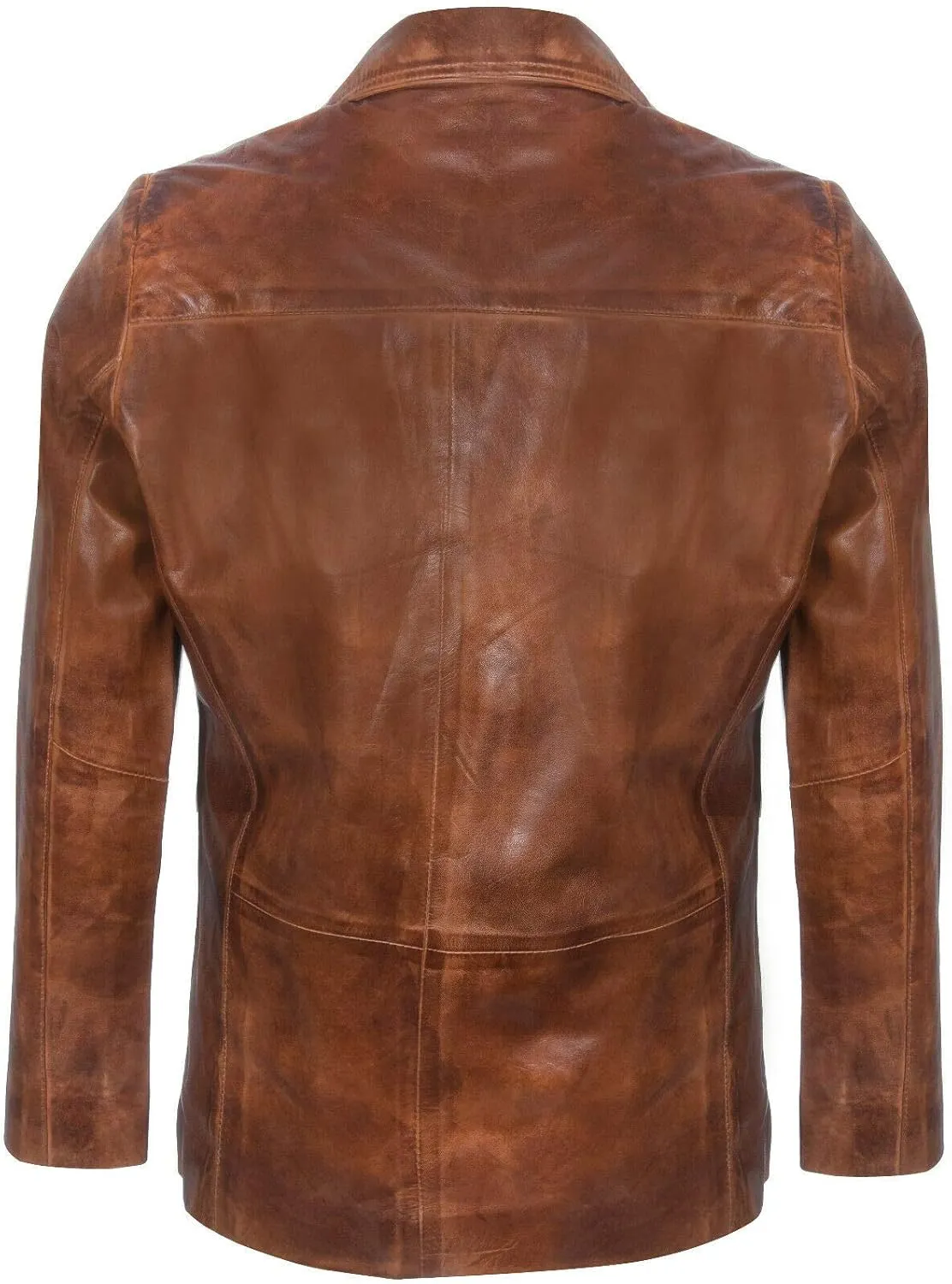 Men's Tan Genuine Leather Blazer Soft Real Italian Tailored Vintage Jacket Coat