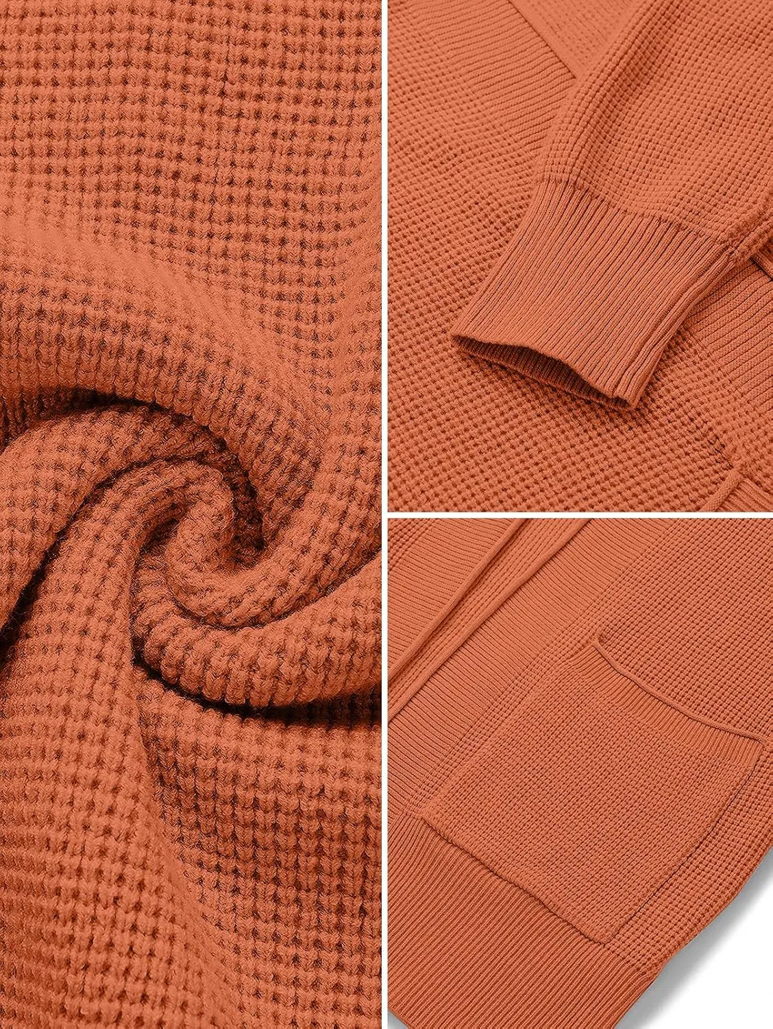 MEROKEETY Women's 2025 Fall Open Front Waffle Knit Cardigan Long Sleeve Cozy Knit Sweaters with Pockets