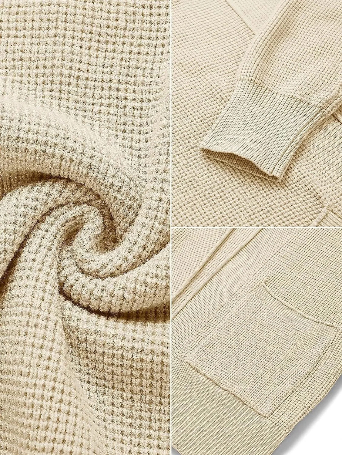 MEROKEETY Women's 2025 Fall Open Front Waffle Knit Cardigan Long Sleeve Cozy Knit Sweaters with Pockets