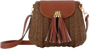 Mini Straw Shoulder Bag for Women Chic Woven Hobo Handbag with Tassel Rattan Clutch Purse Beach Party College Tote 2025