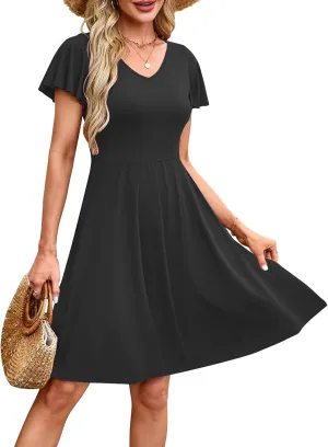 MOLERANI Women's Summer Dresses 2025 - Casual A-Line Sundress with Short Sleeves Floral Print for Beach Vacation S-3XL