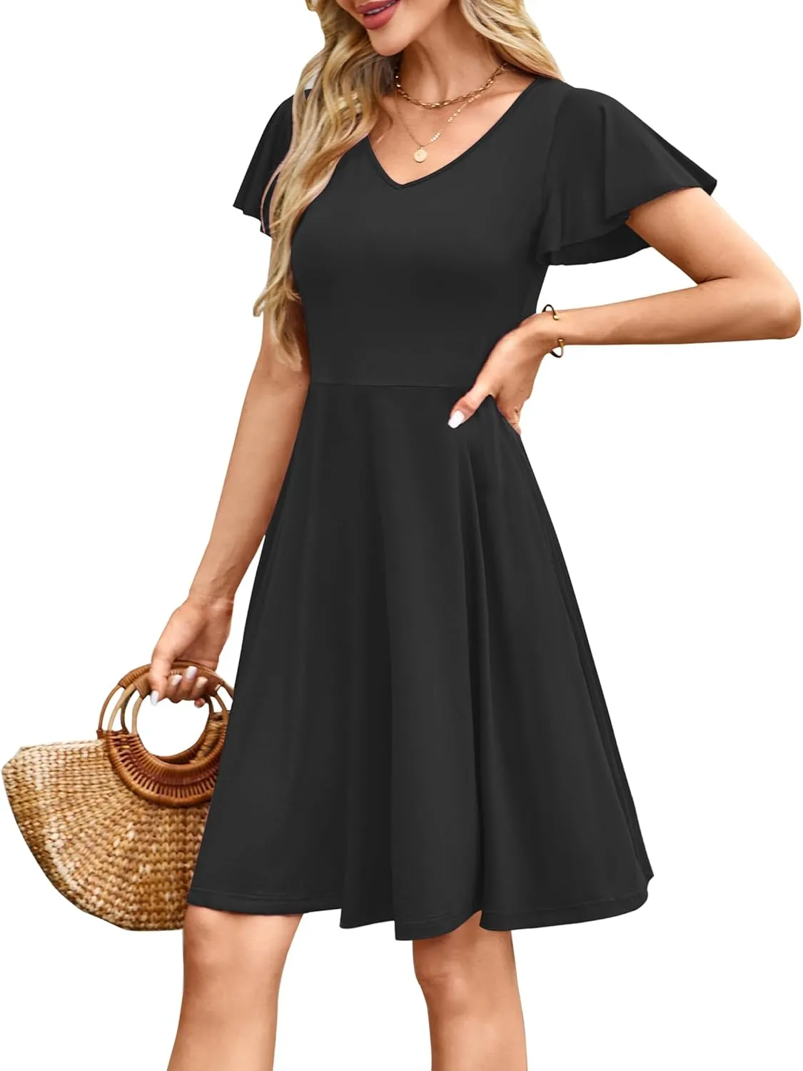 MOLERANI Women's Summer Dresses 2025 - Casual A-Line Sundress with Short Sleeves Floral Print for Beach Vacation S-3XL