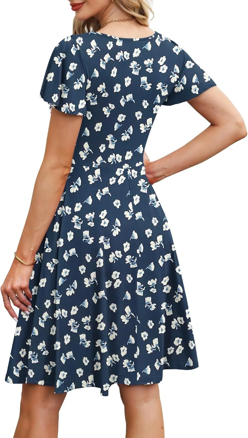 MOLERANI Women's Summer Dresses 2025 - Casual A-Line Sundress with Short Sleeves Floral Print for Beach Vacation S-3XL