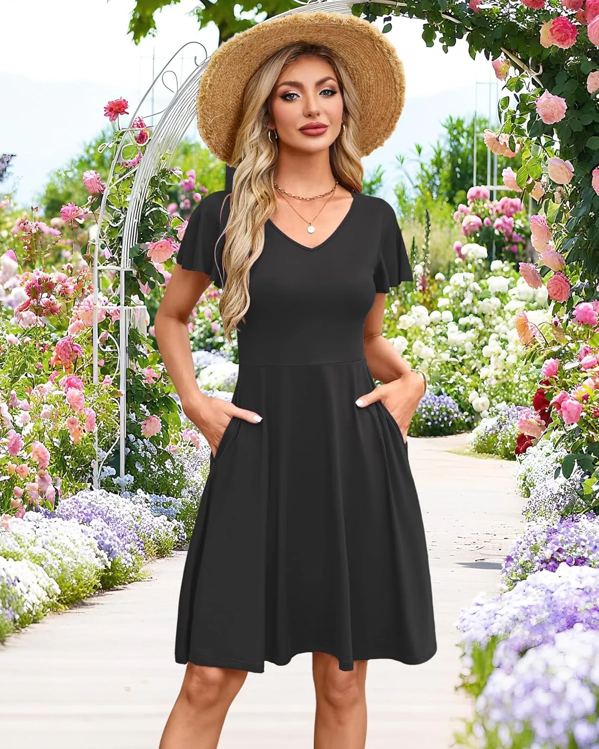 MOLERANI Women's Summer Dresses 2025 - Casual A-Line Sundress with Short Sleeves Floral Print for Beach Vacation S-3XL