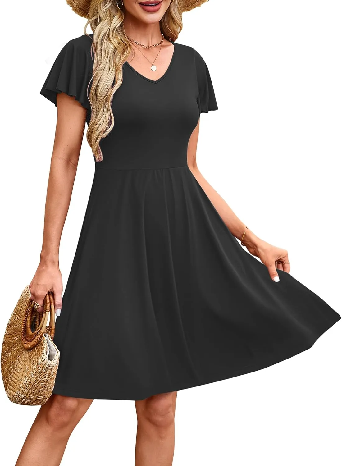 MOLERANI Women's Summer Dresses 2025 - Casual A-Line Sundress with Short Sleeves Floral Print for Beach Vacation S-3XL