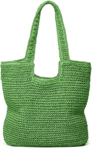 Molodo Straw Beach Bag for Women Classic Beach Tote Bag Handwoven Shoulder Bag Stylish Hobo Purses for Summer Vacation Travel