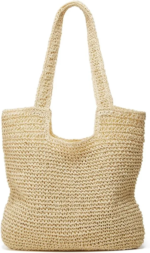 Molodo Straw Beach Bag for Women Classic Beach Tote Bag Handwoven Shoulder Bag Stylish Hobo Purses for Summer Vacation Travel