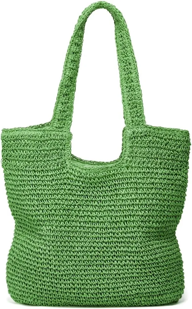 Molodo Straw Beach Bag for Women Classic Beach Tote Bag Handwoven Shoulder Bag Stylish Hobo Purses for Summer Vacation Travel