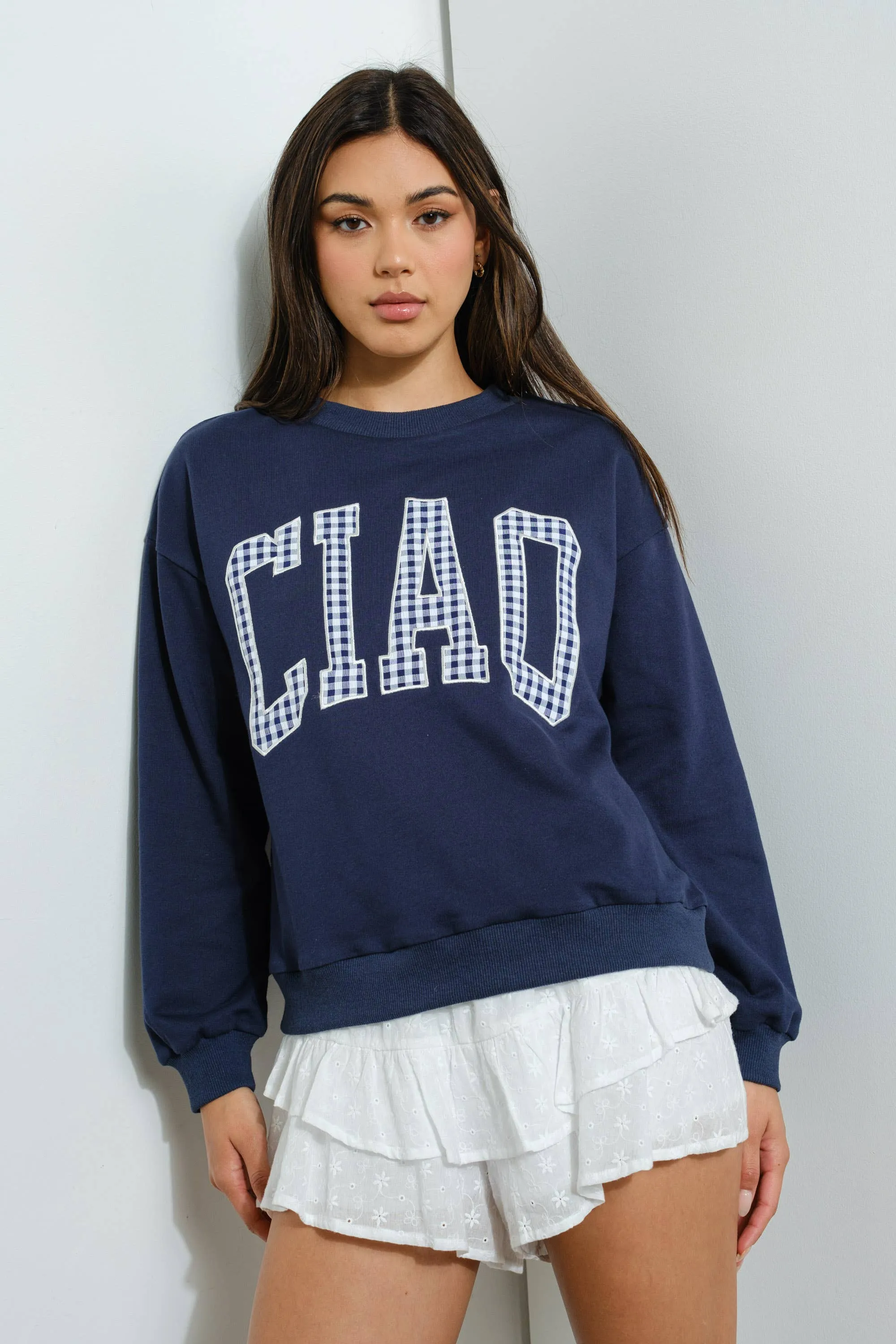 Navy Plaid Ciao Sweatshirt