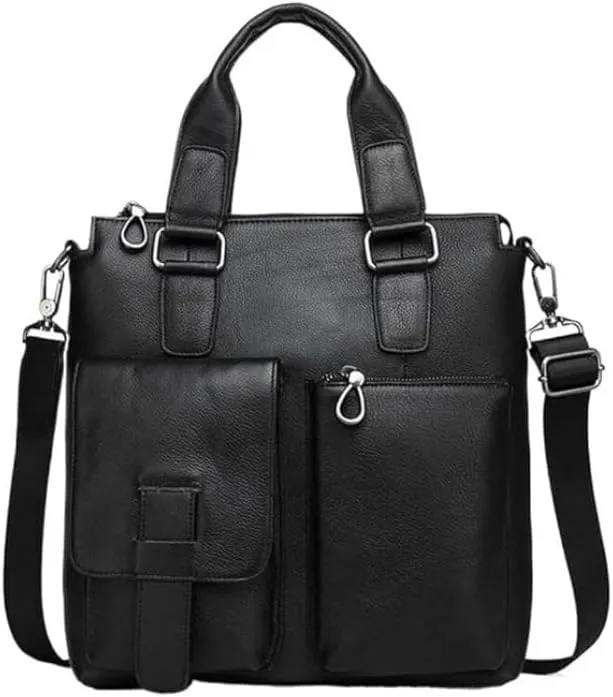 Nordic Men's Business Briefcase Casual Bag Cowhide Shoulder Messenger Bag for Office Commute
