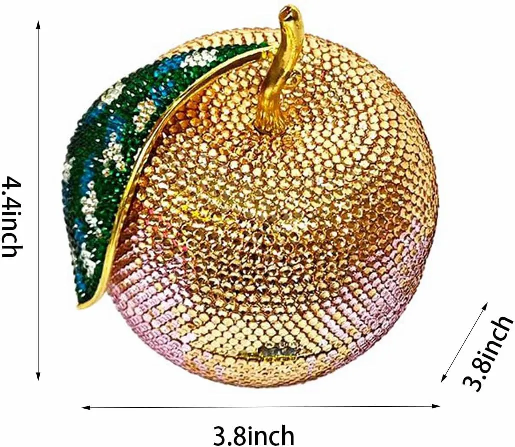 Novelty Apple Rhinestone Crystal Evening Bag for Women Glitter Diamond Clutch Purse Prom Party Handbag