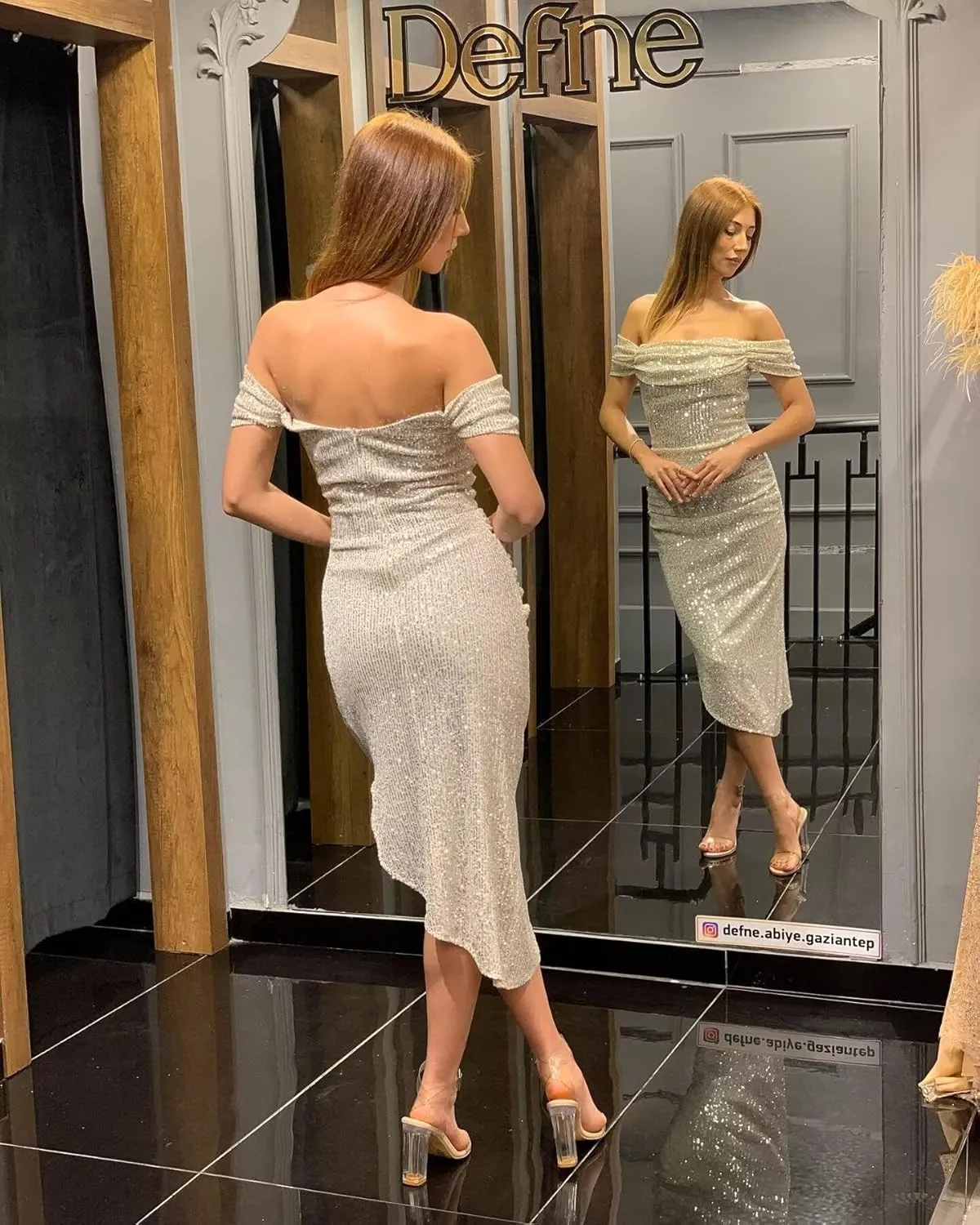 Off The Shoulder Prom Dresses Mermaid for Women 2025 Saprkly Sequin Pleated Formal Midi Gowns