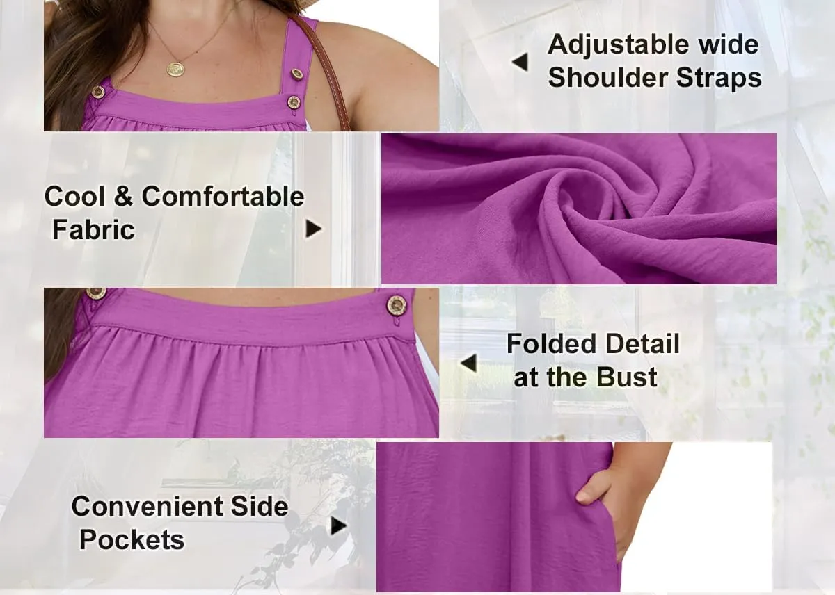 OLRIK Plus Size Casual Summer Dresses for Women Loose Fit A-Line Flowy Midi Dress with Pockets
