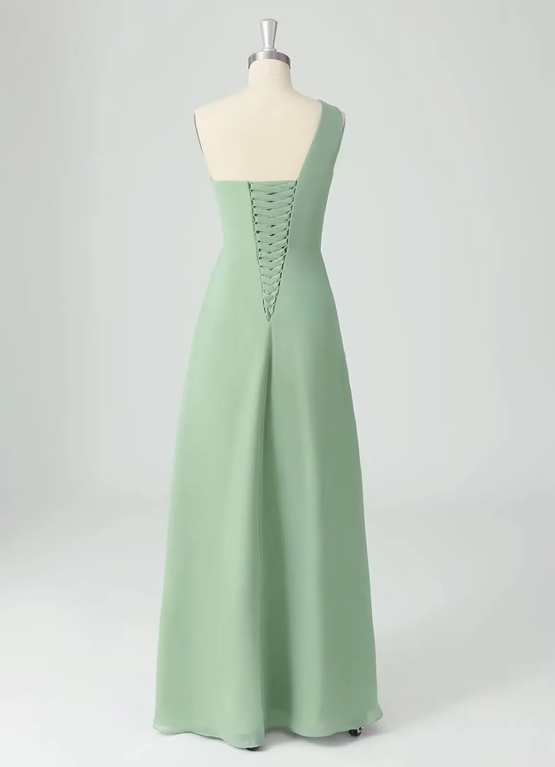 One Shoulder Bridesmaid Dresses for Women Ruched Chiffon A Line Evening Formal Gown with Slit