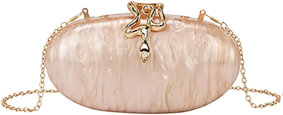 Oval Clutch Purse for Women Glitter Evening Handbag Chic Wedding Clutch Ladies Chain Crossbody Bags for Party Prom