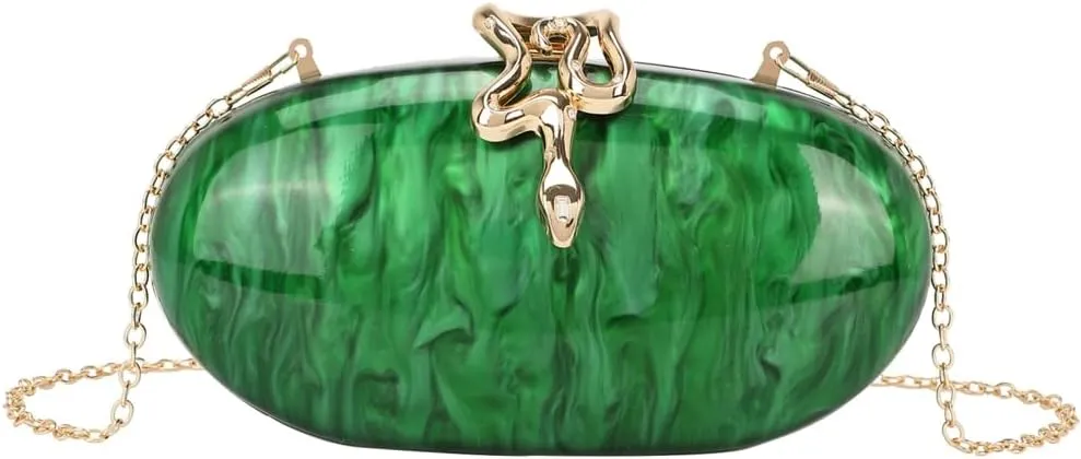 Oval Clutch Purse for Women Glitter Evening Handbag Chic Wedding Clutch Ladies Chain Crossbody Bags for Party Prom