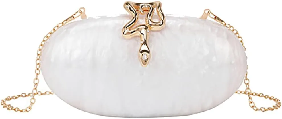 Oval Clutch Purse for Women Glitter Evening Handbag Chic Wedding Clutch Ladies Chain Crossbody Bags for Party Prom