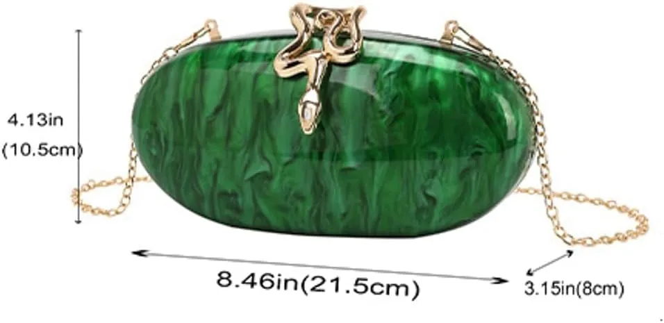 Oval Clutch Purse for Women Glitter Evening Handbag Chic Wedding Clutch Ladies Chain Crossbody Bags for Party Prom