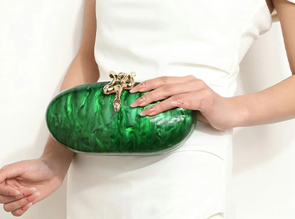 Oval Clutch Purse for Women Glitter Evening Handbag Chic Wedding Clutch Ladies Chain Crossbody Bags for Party Prom