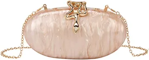 Oval Clutch Purse for Women Glitter Evening Handbag Chic Wedding Clutch Ladies Chain Crossbody Bags for Party Prom