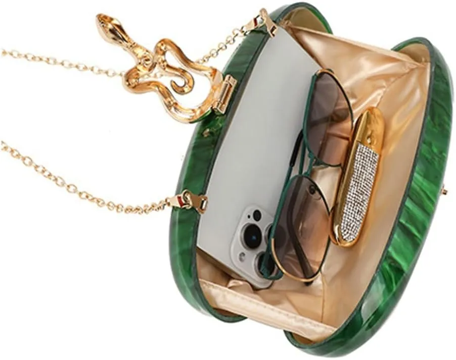 Oval Clutch Purse for Women Glitter Evening Handbag Chic Wedding Clutch Ladies Chain Crossbody Bags for Party Prom