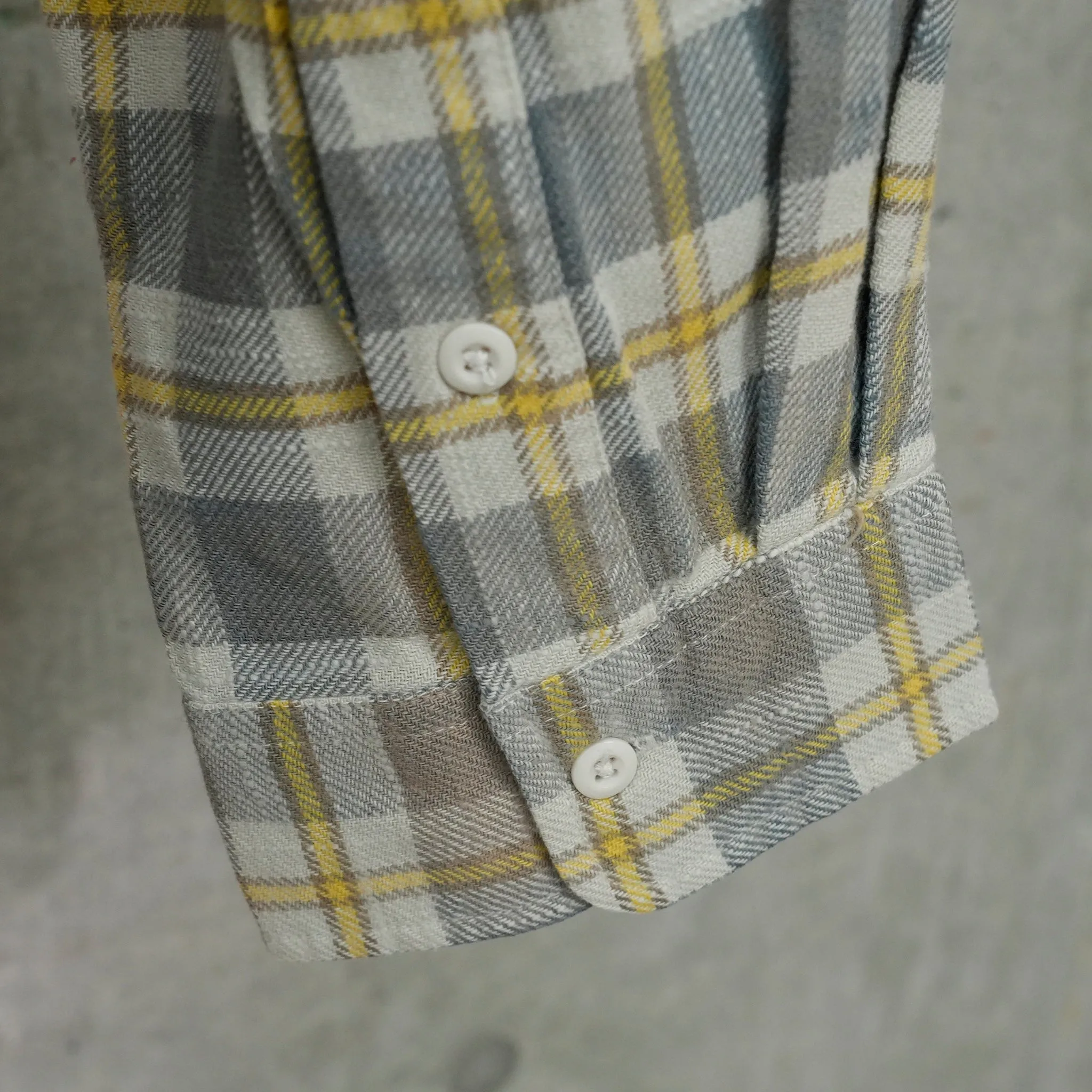 OVERSIZED POCKET DROP NECK SHIRT / R467B:CREAM/BULE PLAID