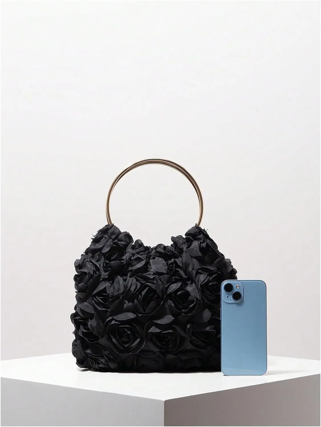 OYOANGLE Women's Floral Clutch Purses Metallic Top Handle Small Flower Evening Bags Prom Handbags