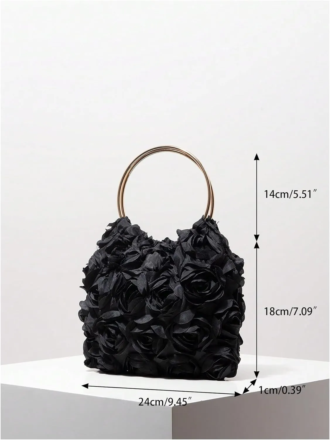 OYOANGLE Women's Floral Clutch Purses Metallic Top Handle Small Flower Evening Bags Prom Handbags