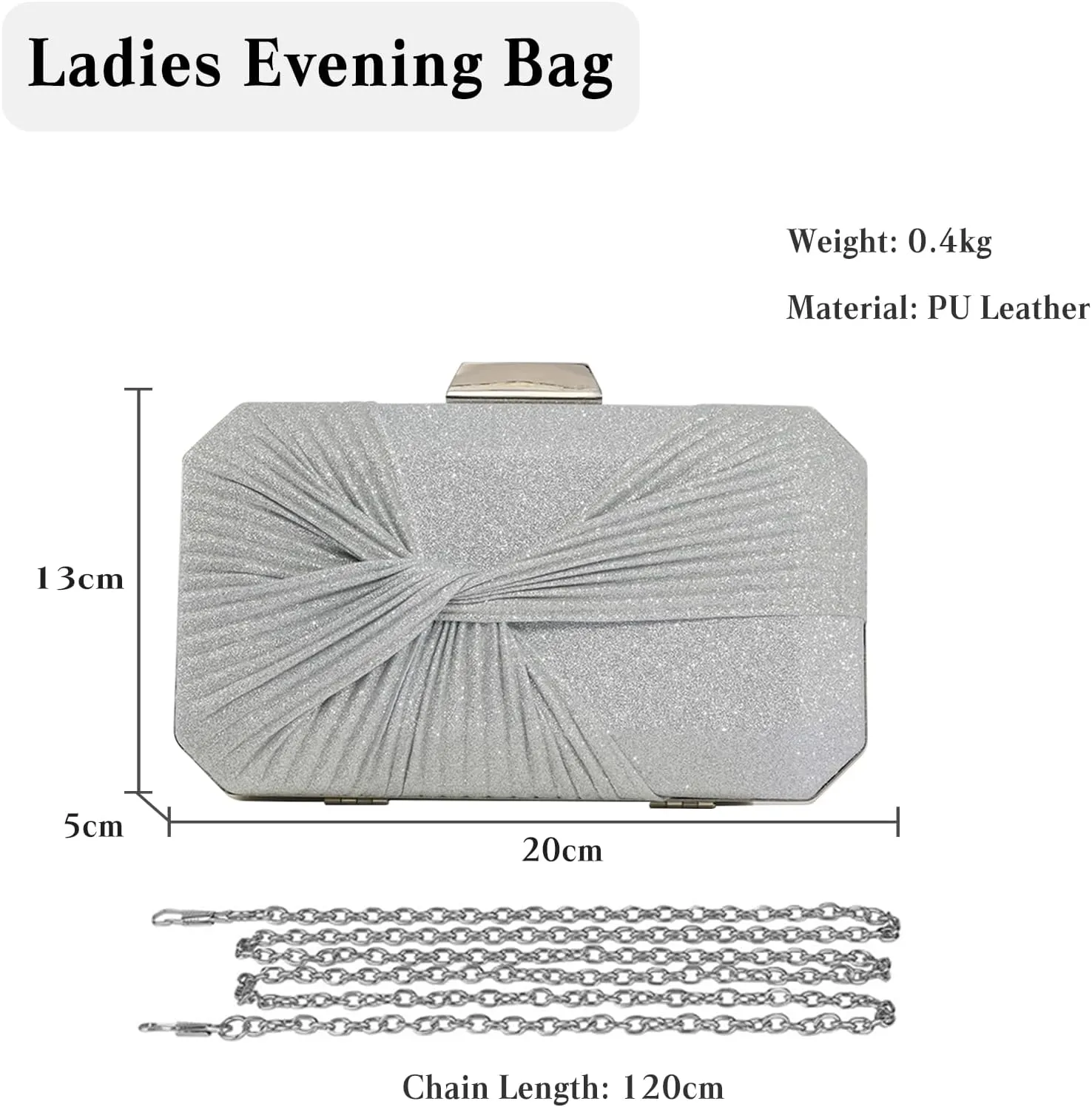 Pleated Evening Bag Sparkly Sequin Clutch Bag for Women Sparkly Handbag Bridal Wedding Purse Elegant Crossbody Bag