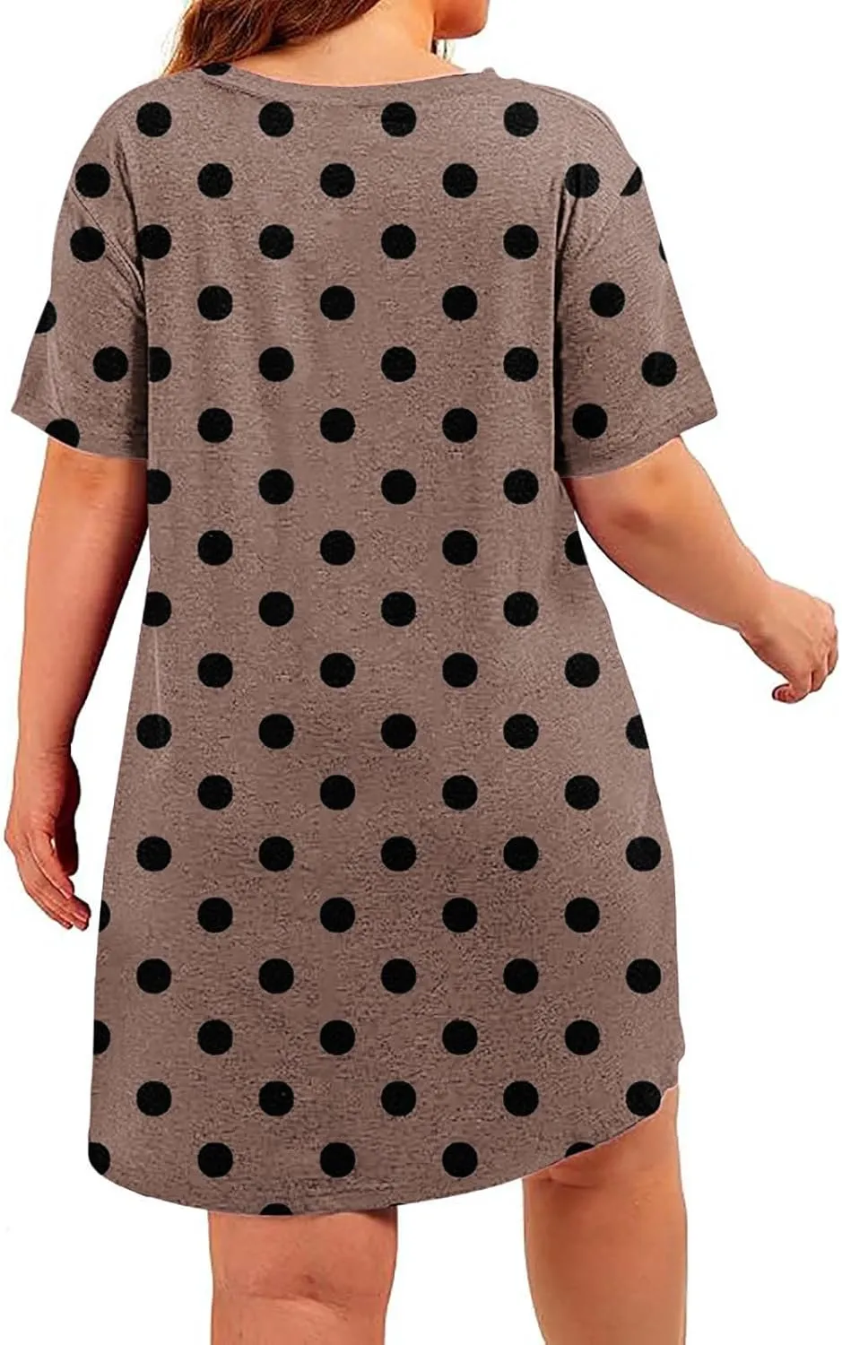 Plus Size Dress for Women Spring Summer Fashion Polka Dot Printed Short Sleeve Shirtdress Loose Casual Home Dress