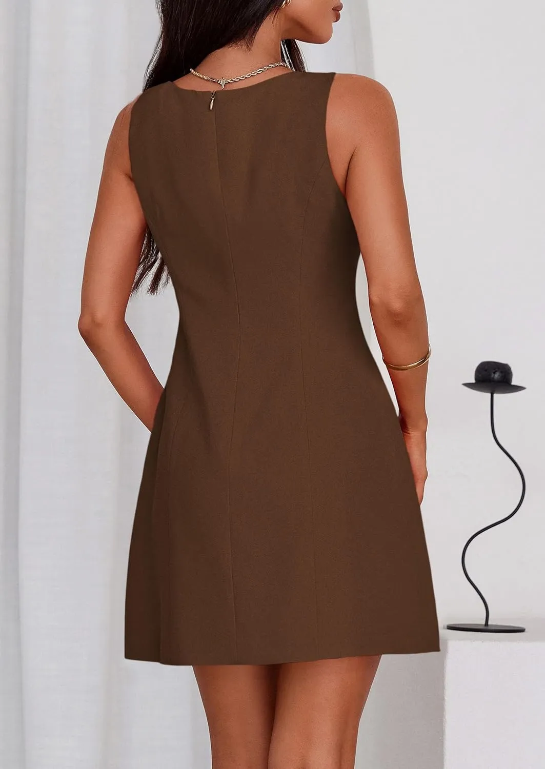 PRETTYGARDEN Womens Formal Short Dresses 2025 Summer Sleeveless Boat Neck A Line Elegant Mini Cocktail Party Dress
