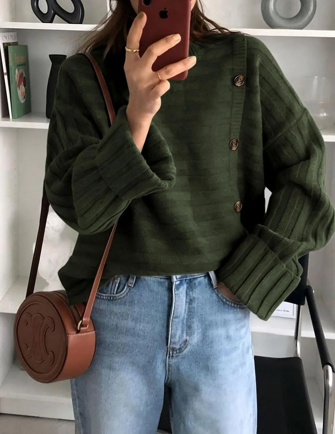 PRETTYGARDEN Womens Sweaters Fall 2025 Casual Long Sleeve Crewneck Button Loose Winter Knit Pullover Sweater Tops