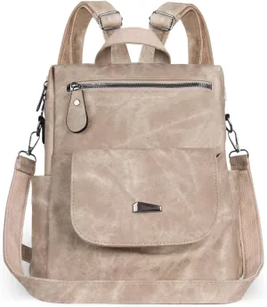 PU Leather Backpack Purse for Women Stylish Handbag Ladies Shoulder Bags Travel Backpack khaki