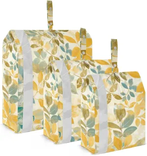 Retro Autumn Leaves 3 Set Travel Packing Cubes For Suitcases Waterproof Garment Bag Closet Storage Ziplock Bags Travel Bags Organizer