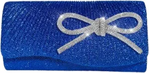 Rhinestone Bow Clutch Purses Women Chic Shiny Evening Handbag Evening Clutch Bag with Chain for Party Prom Wedding