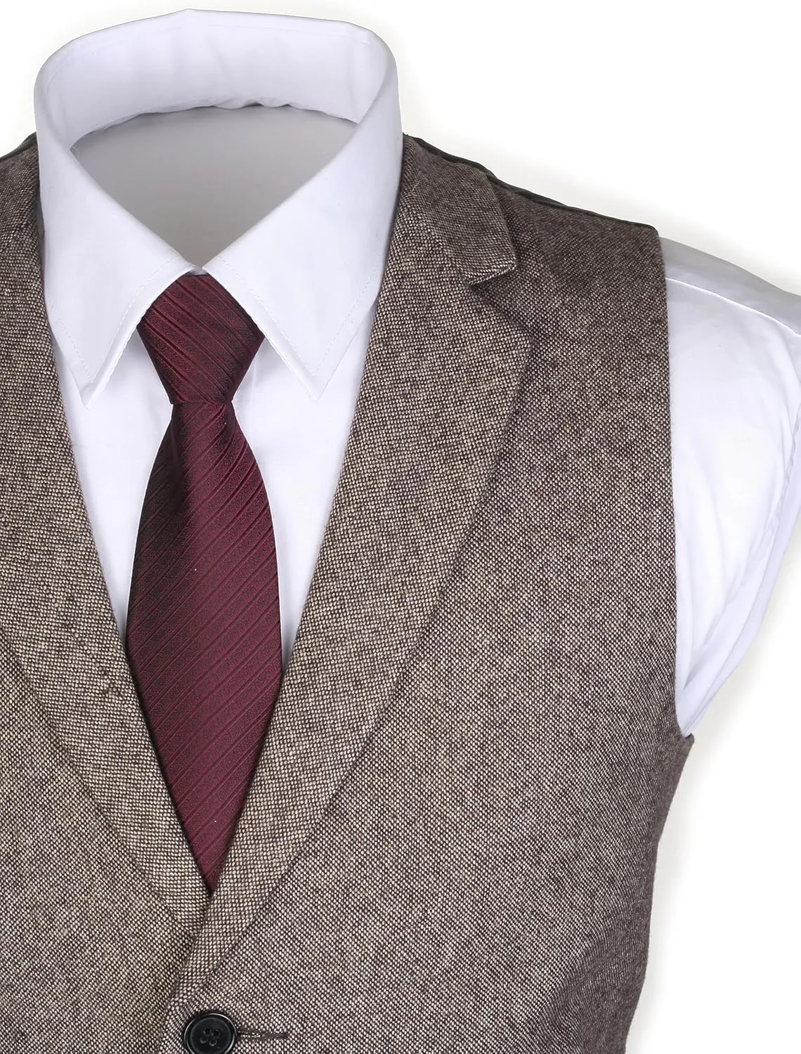 Ruth&Boaz 2Pockets 4Buttons Wool Herringbone Tweed Tailored Collar Suit Vest