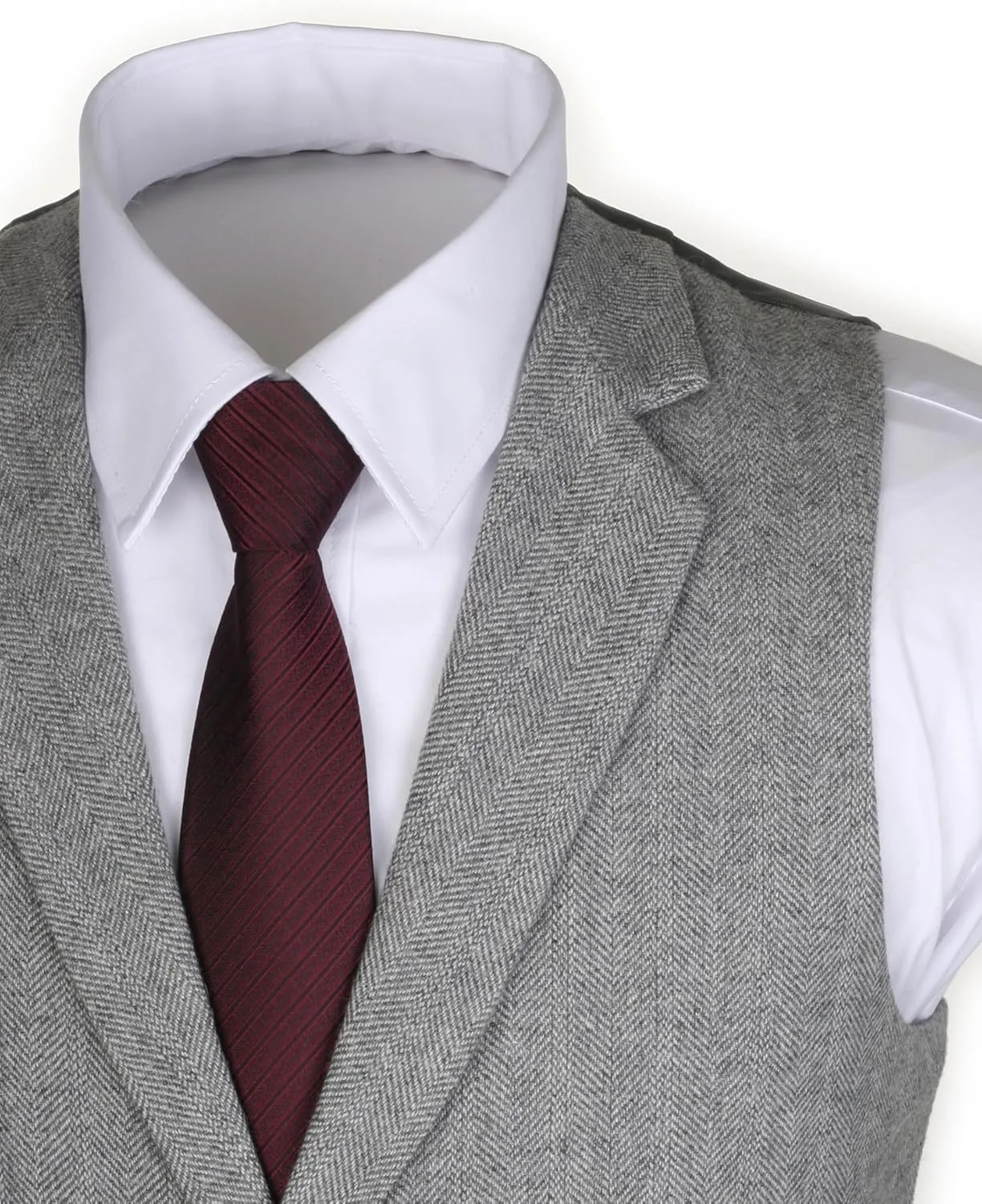Ruth&Boaz 2Pockets 4Buttons Wool Herringbone Tweed Tailored Collar Suit Vest