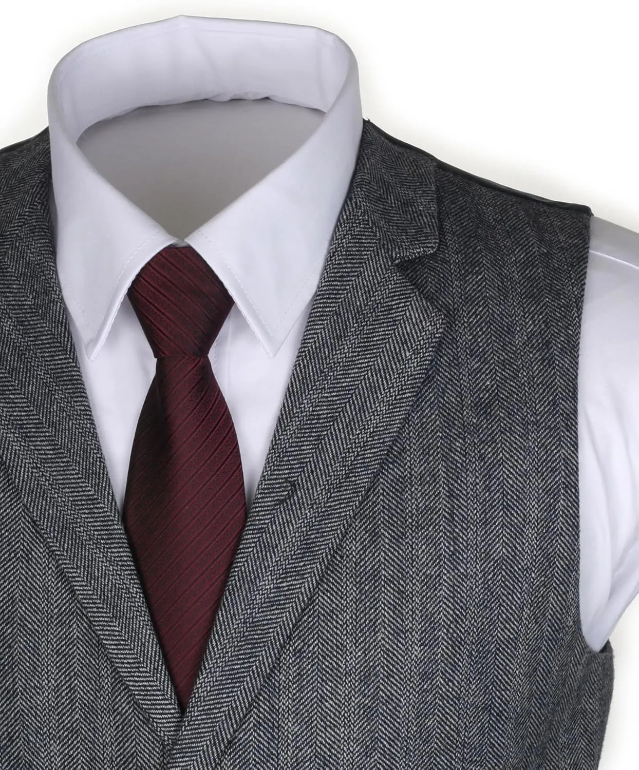 Ruth&Boaz 2Pockets 4Buttons Wool Herringbone Tweed Tailored Collar Suit Vest