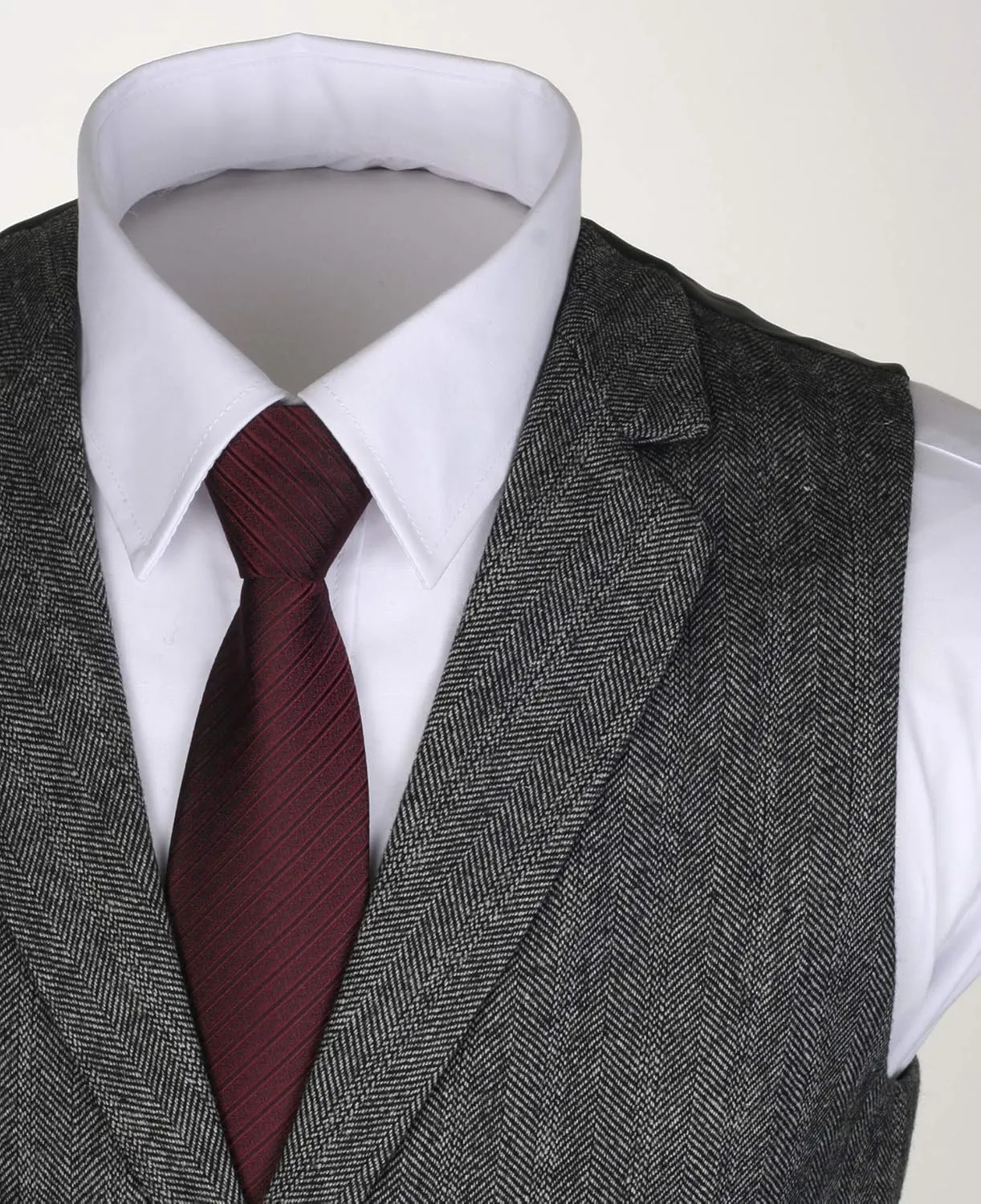 Ruth&Boaz 2Pockets 4Buttons Wool Herringbone Tweed Tailored Collar Suit Vest