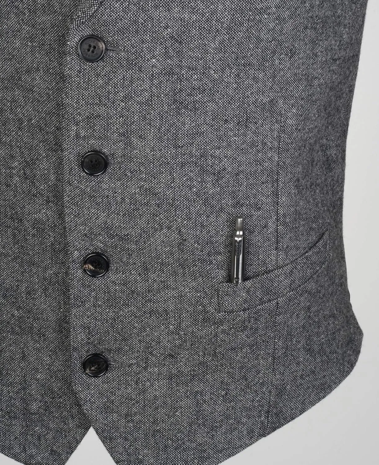 Ruth&Boaz 2Pockets 4Buttons Wool Herringbone Tweed Tailored Collar Suit Vest